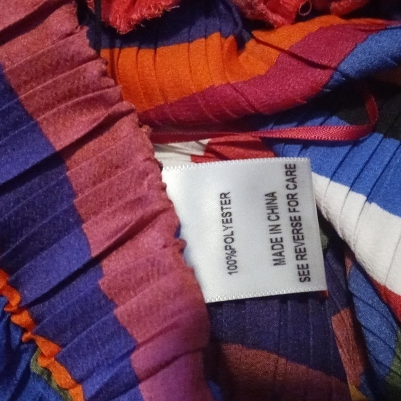 Lucy Paris Multicolor Rainbow Pleated Capri Wide Leg Palazzo Pants Elastic Waist - Picture 5 of 6